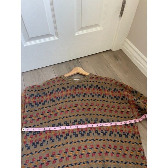 VTG Claiborne Sweater Mens XL Multicolor Striped Grandpa Cosby Pullover Cotton - Picture 3 of 5
